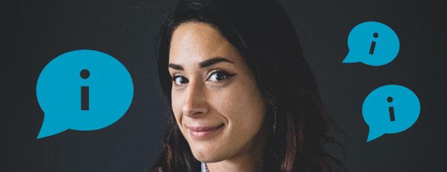 Abbildung: Frau und Info-Sprechblasen - Informationen zu BPO