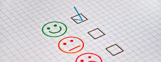 Abbildung Feedbackbogen mit Smilies zum Ankreuzen