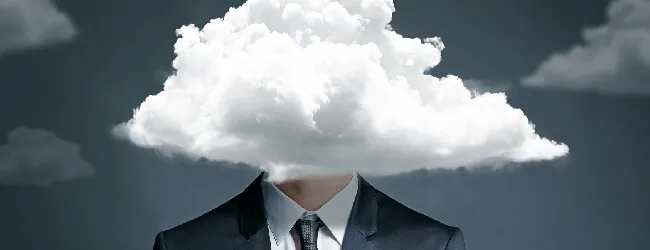 Abbildung: Mann mit Kopf in einer Wolke